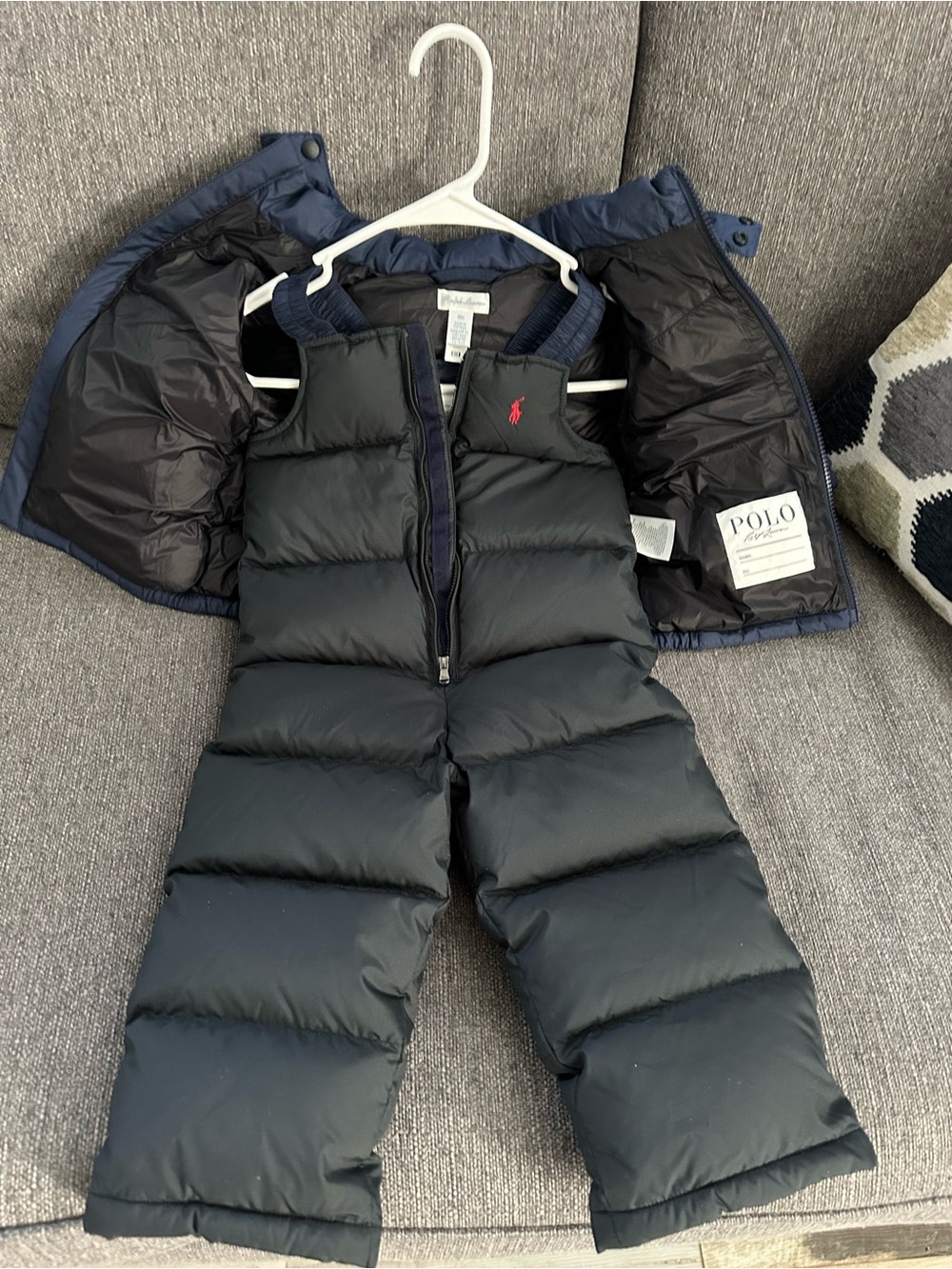 Ralph Lauren Navy Puffer Jacket with Branded Neck Tag